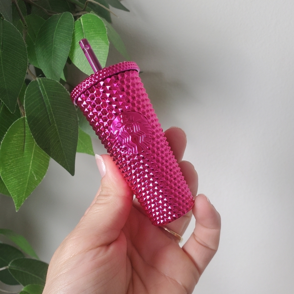 Starbucks Sangria Shine Fuchsia Studded Mini Tumbler Keychain Ornament 2022